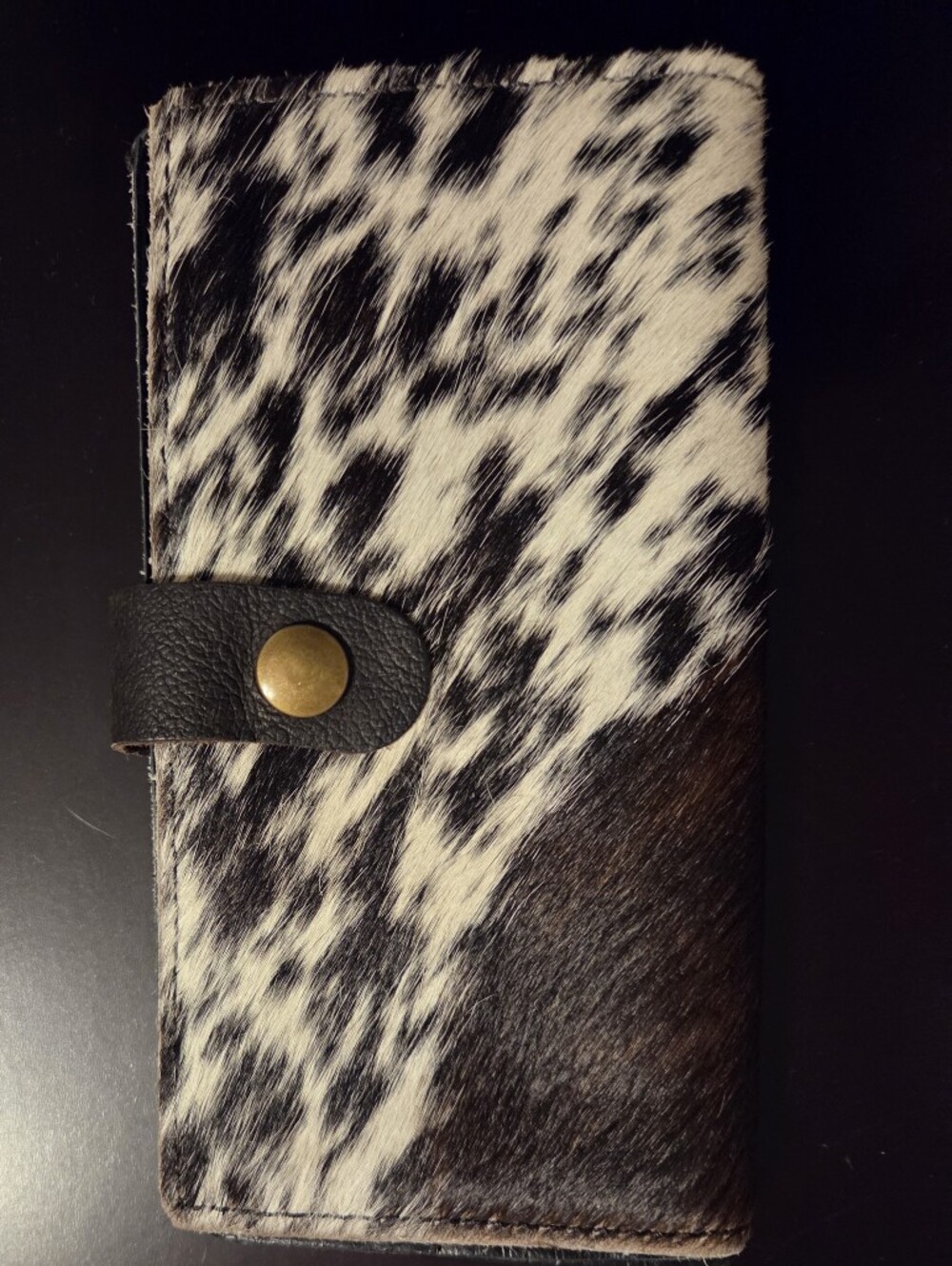 Faux Cowhide Spot Print Wallet - Black & White